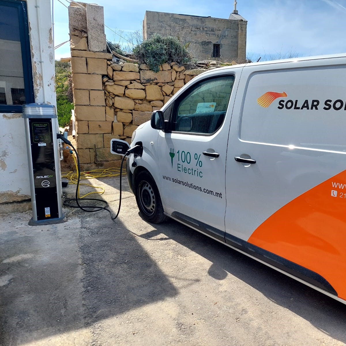 Quantum charger installed and in use by a Solar Solutions van