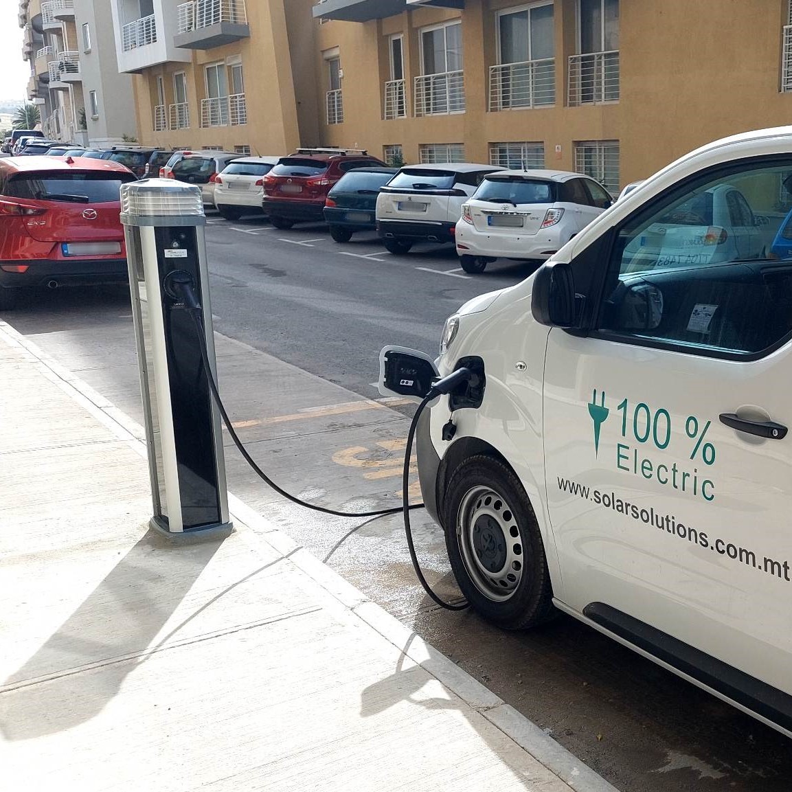 Quantum charger installed and in use by a Solar Solutions van